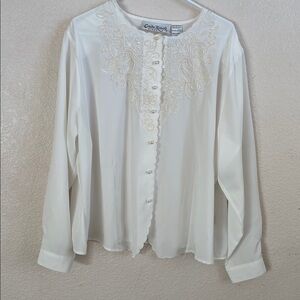 Claudia Richard Cream Embroidered Blouse